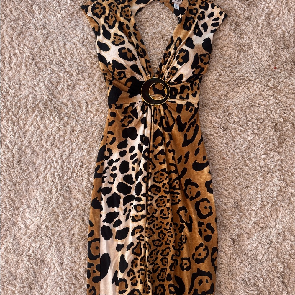 Cache Animal Print Midi Dress with Belt